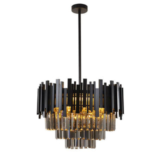 V&M Regina Matt Black Crystal Pendants 50cm Round Matt Black Chandelier