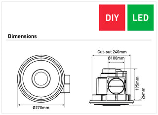 Mercator Emeline-II Small Round Exhaust Fan with LED Light