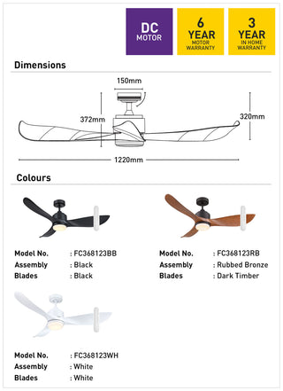 Mercator Eagle Lite DC Ceiling Fan with LED Light