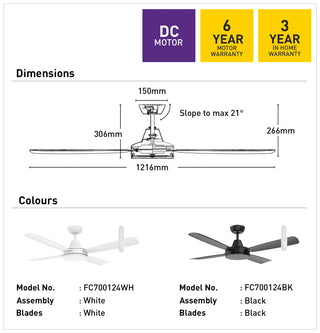 Mercator Nemoi Lite 122cm DC Ceiling Fan with Remote