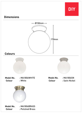 Mercator Opal Ball Small DIY Ceiling Fixture