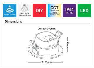 Mercator Apollo Sense 7W LED Downlight with PIR sensor