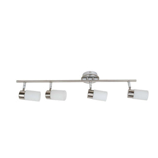 Clearance - V&M Imports Nordic 4 Light Bar Brushed Chrome White Glass Spotlight