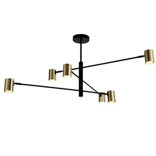 PELO Matte Black and Satin Brass Pendant Light – 6 Light by VM Lighting