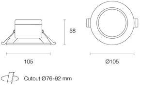 Trend EC7 7W Tri-colour Recessed LED Downlight