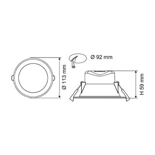 SAL Wave S9065TC 9W LED Downlight Dimmable IP44 Tri Colour