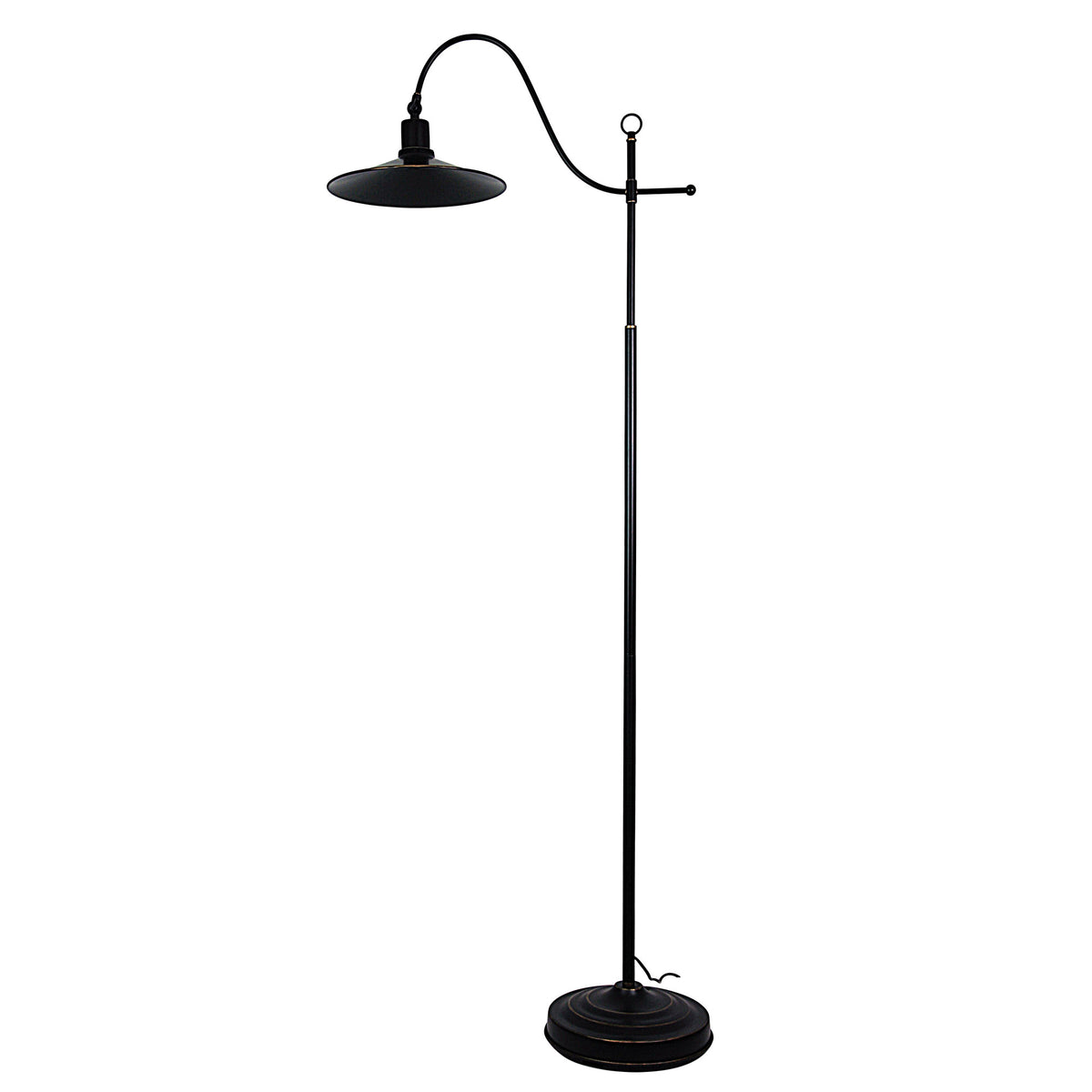 Logan black industrial floor outlet lamp