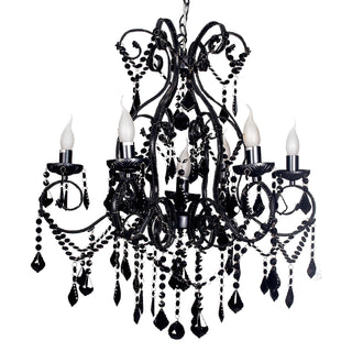 Venice 6+1 Light Black Crystal Chandelier by VM Lighting