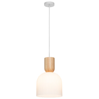 Mercator Mackenzie White Ribbed Glass Pendant