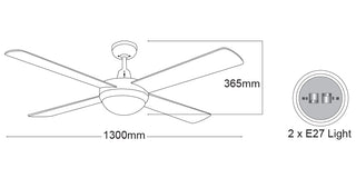 Martec Lifestyle 52″ Ceiling Fan With E27 Light