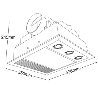 Martec Linear Mini 3 in 1 Bathroom Heater With Exhaust Fan And LED Lights