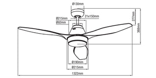 Martec Triumph 52″ Ceiling Fan with ABS Blades & 15W Tricolour LED Light