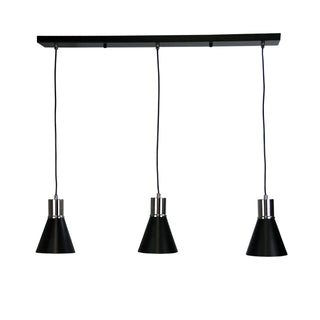 Oriel Como 3 Light Brushed Chrome Black and Brushed Chrome 3 Light Bar Pendant