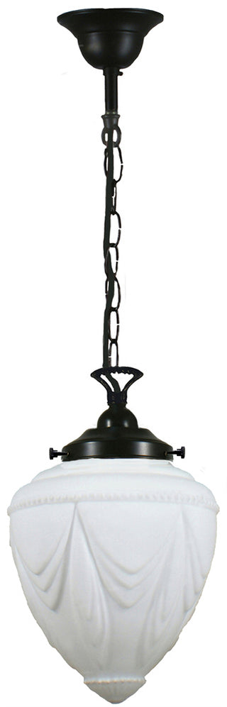 Lighting Inspiration Empire 8'' Opal Matt Single Chain Black Cord Susp Patina Black