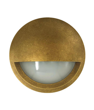 CLA STE Exterior LED 12V/240V Antique Brass Eyelid/Round Step Wall Lights IP65