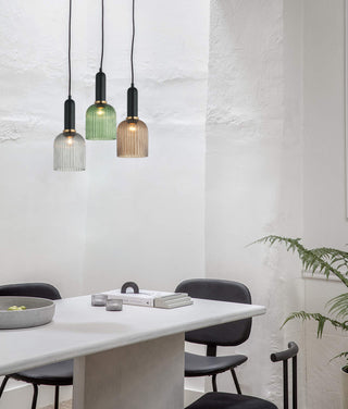 CLA Vintaj Interior Ellipse Ribbed Glass Pendant Lights