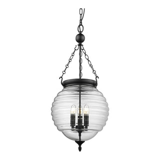 Domus ERIN Lantern Pendant Black with Clear Glass 240V - 3 x e14