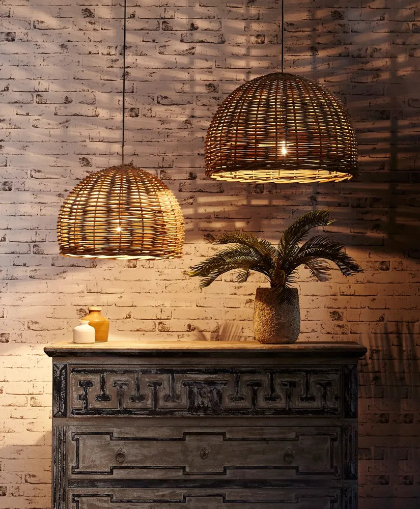 Wicker rattan ceiling deals light