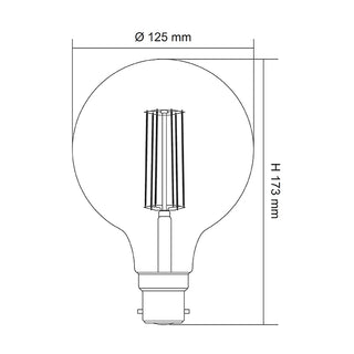 SAL Clear Spherical  LG125 8W Led Filament Globe