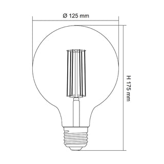 SAL Clear Spherical  LG125 8W Led Filament Globe