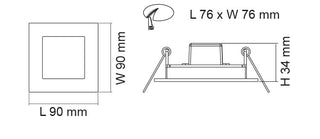 SAL Broom S9311 3W LED Recessed Square Wall Light